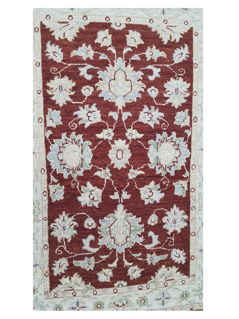 Pacific Ziegler 41893 Burgundy Ivory Transitional Hand Knotted Rug