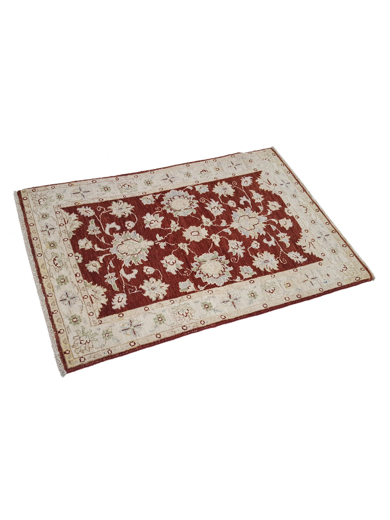 Pacific Ziegler 41893 Burgundy Ivory Transitional Hand Knotted Rug