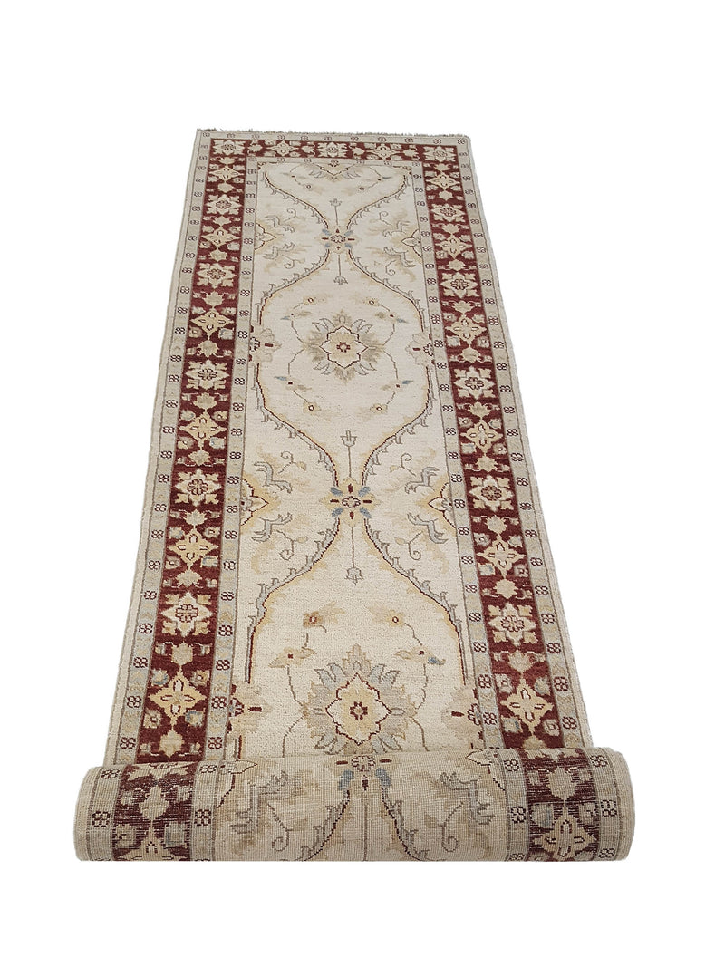 Pacific Ziegler 41897 Ivory Brown Transitional Hand Knotted Rug