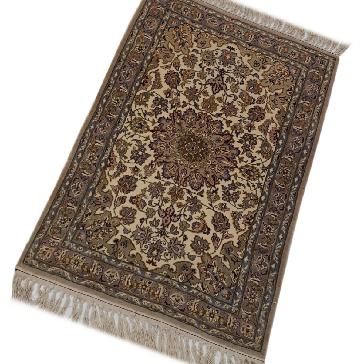 Fasa Antique Esfahan 41915 Ivory Green Traditional Antique Rug