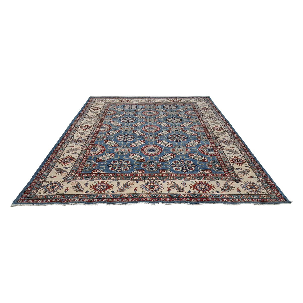 Pacific Kazak 42057 Lt.Blue Ivory Traditional Hand Knotted Rug