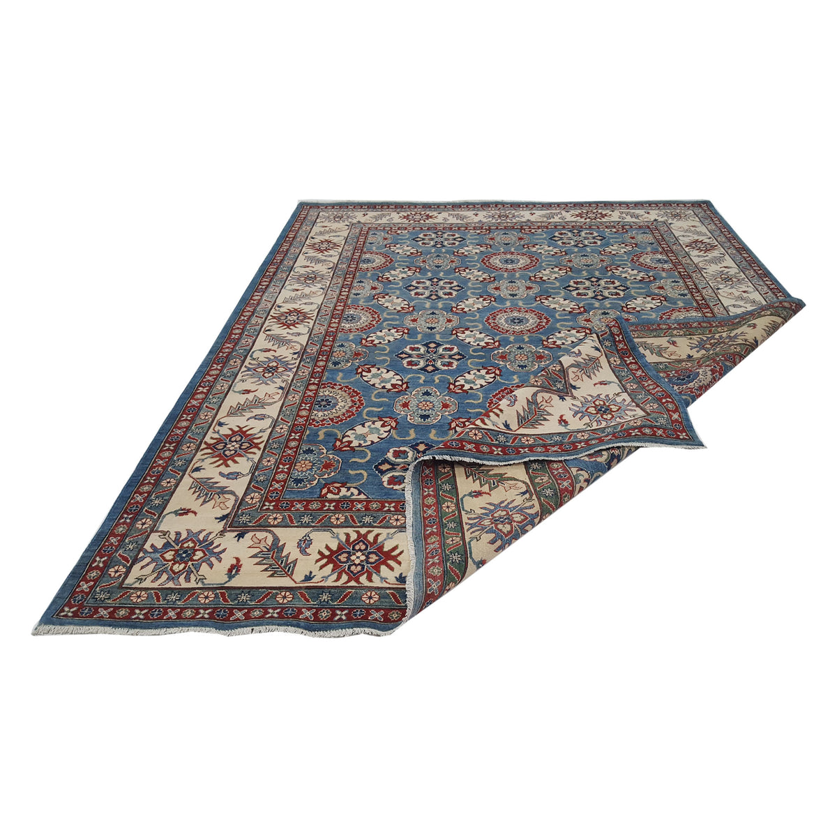 Pacific Kazak 42057 Lt.Blue Ivory Traditional Hand Knotted Rug