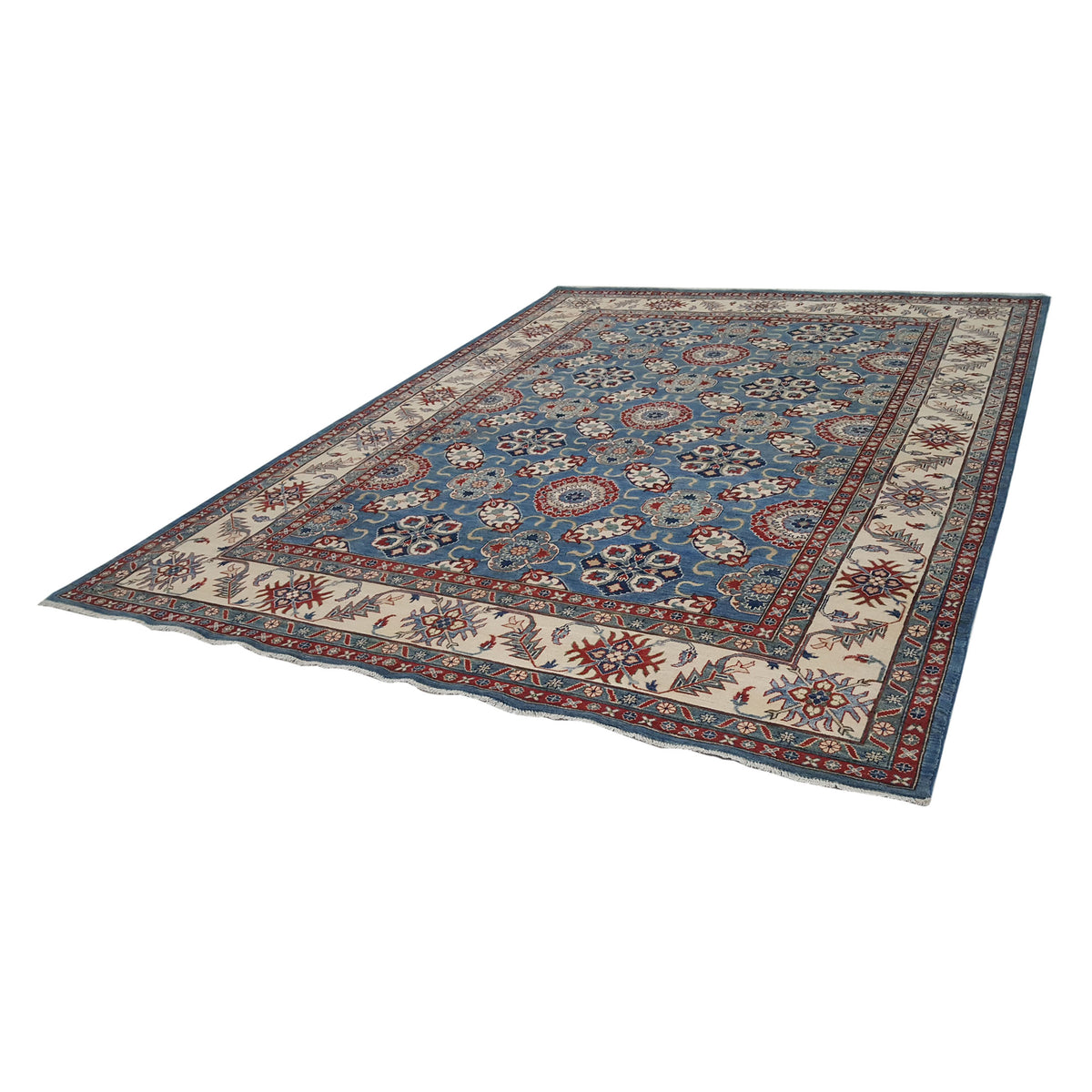 Pacific Kazak 42057 Lt.Blue Ivory Traditional Hand Knotted Rug