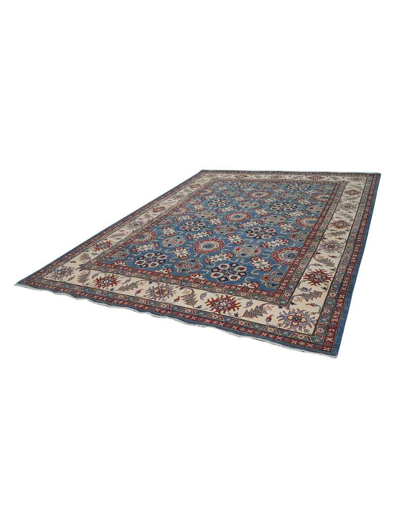 Pacific Kazak 42057 Lt.Blue Ivory Traditional Hand Knotted Rug