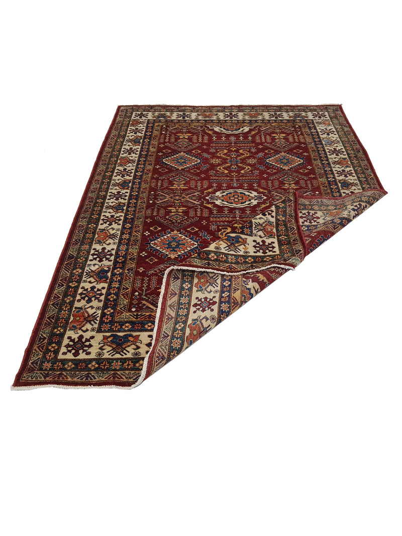 Pacific Kazak Artisan 42112 Red Ivory Traditional Hand Knotted Rug