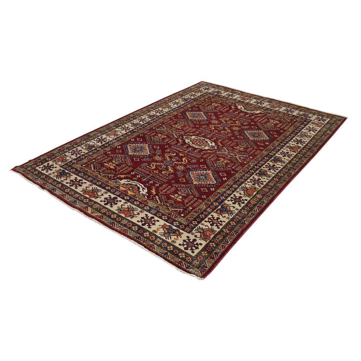 Pacific Kazak Artisan 42112 Red Ivory Traditional Hand Knotted Rug