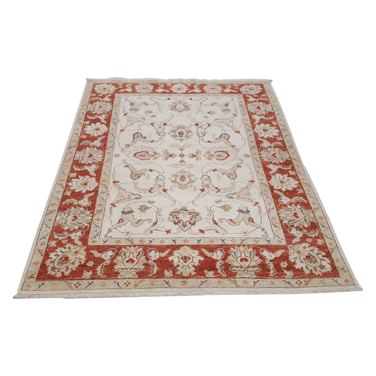 Pacific Ziegler 42127 Ivory Red Transitional Hand Knotted Rug