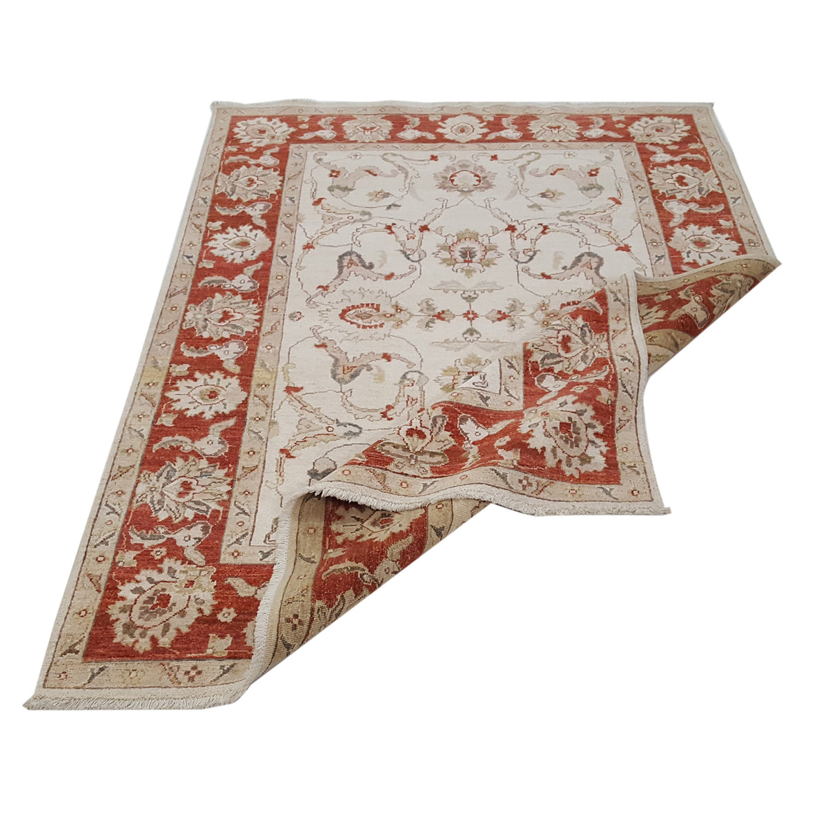 Pacific Ziegler 42127 Ivory Red Transitional Hand Knotted Rug