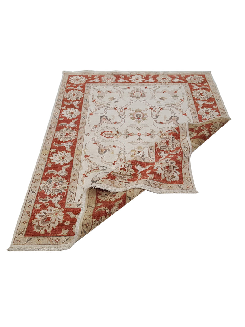Pacific Ziegler 42127 Ivory Red Transitional Hand Knotted Rug