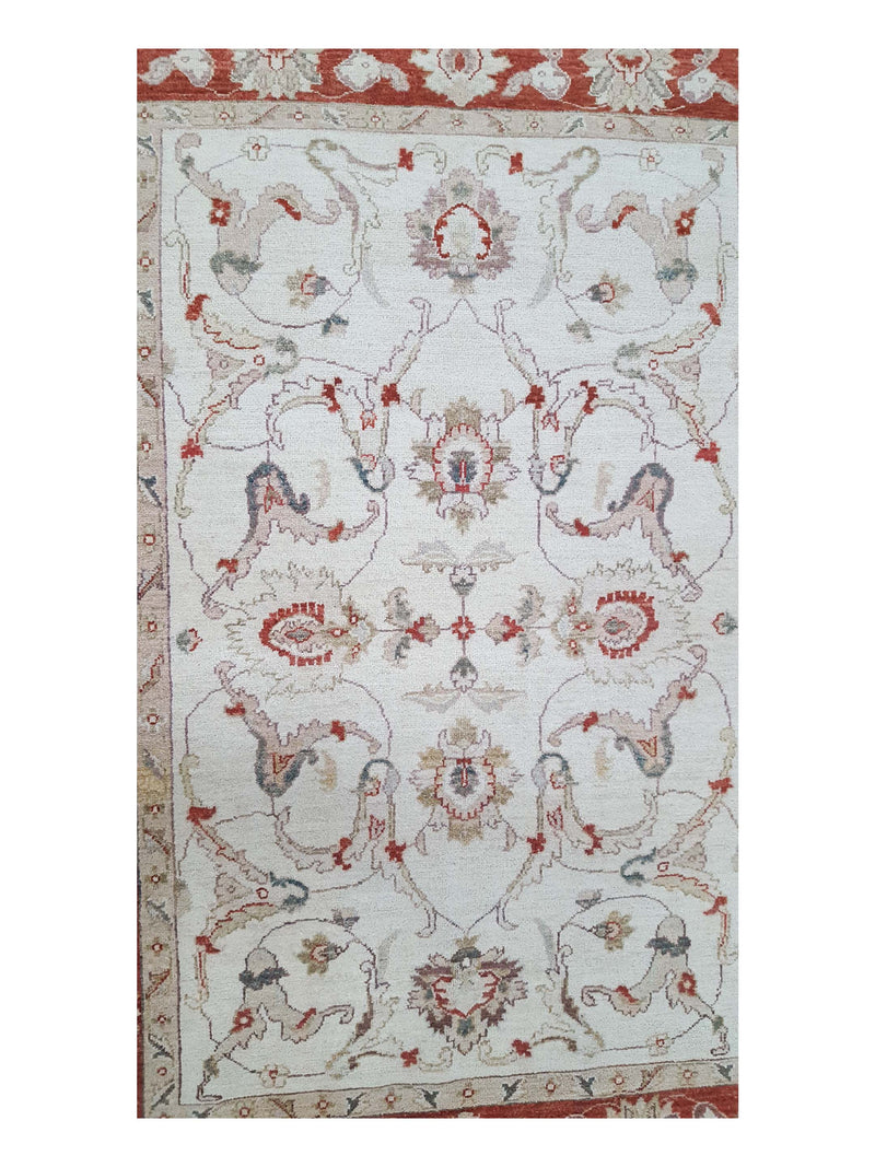Pacific Ziegler 42127 Ivory Red Transitional Hand Knotted Rug