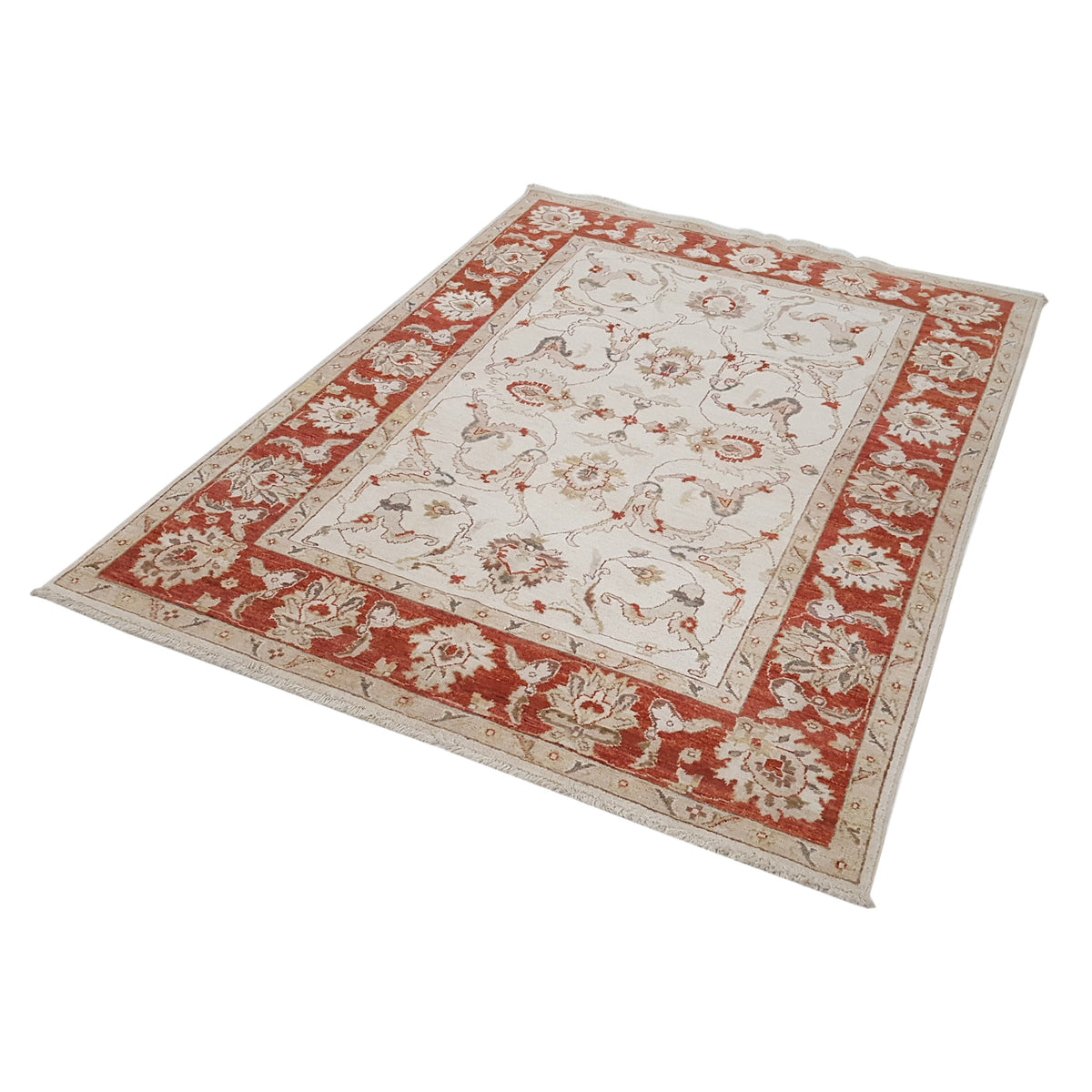 Pacific Ziegler 42127 Ivory Red Transitional Hand Knotted Rug