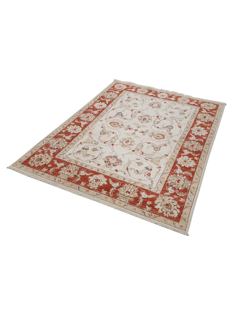 Pacific Ziegler 42127 Ivory Red Transitional Hand Knotted Rug