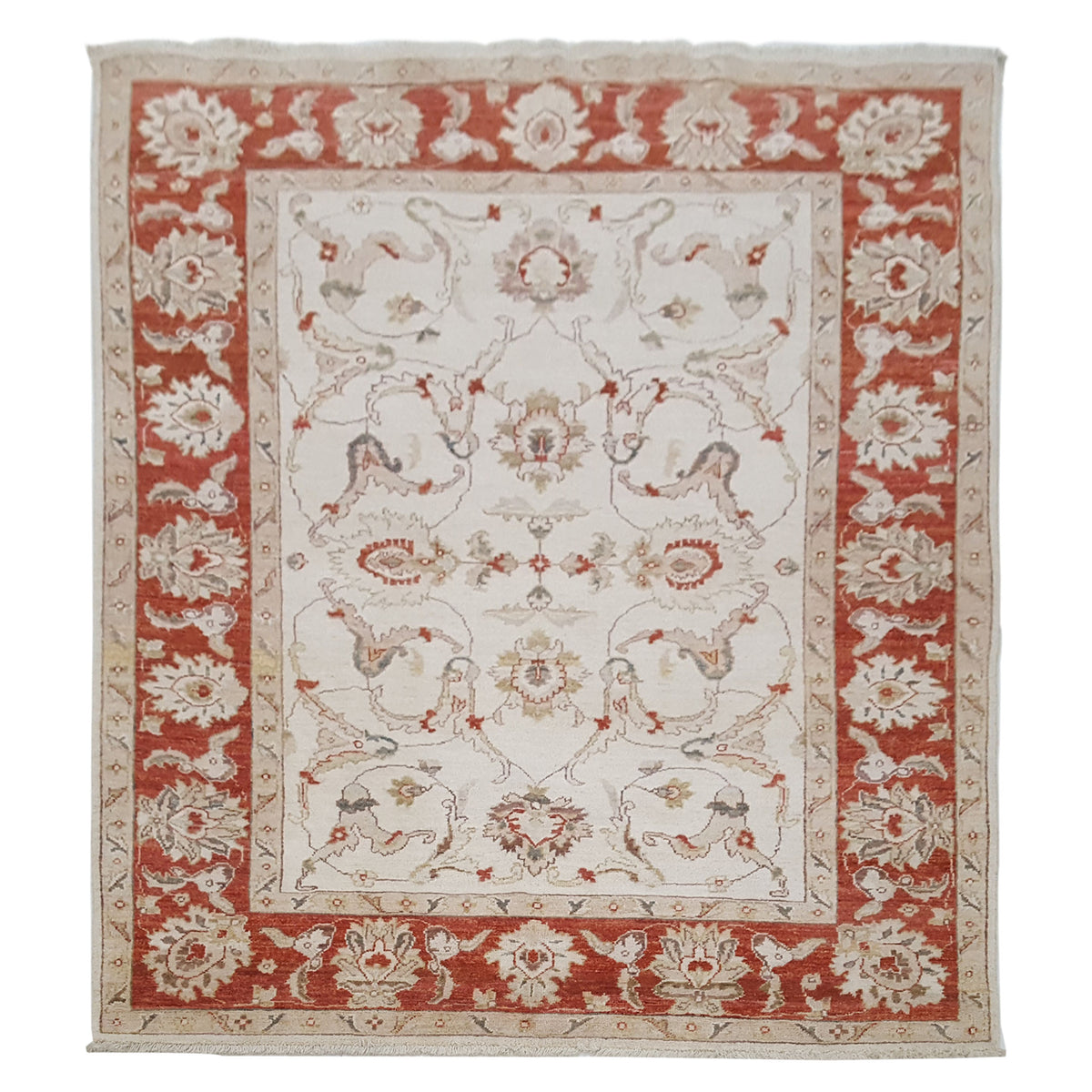 Pacific Ziegler 42127 Ivory Red Transitional Hand Knotted Rug