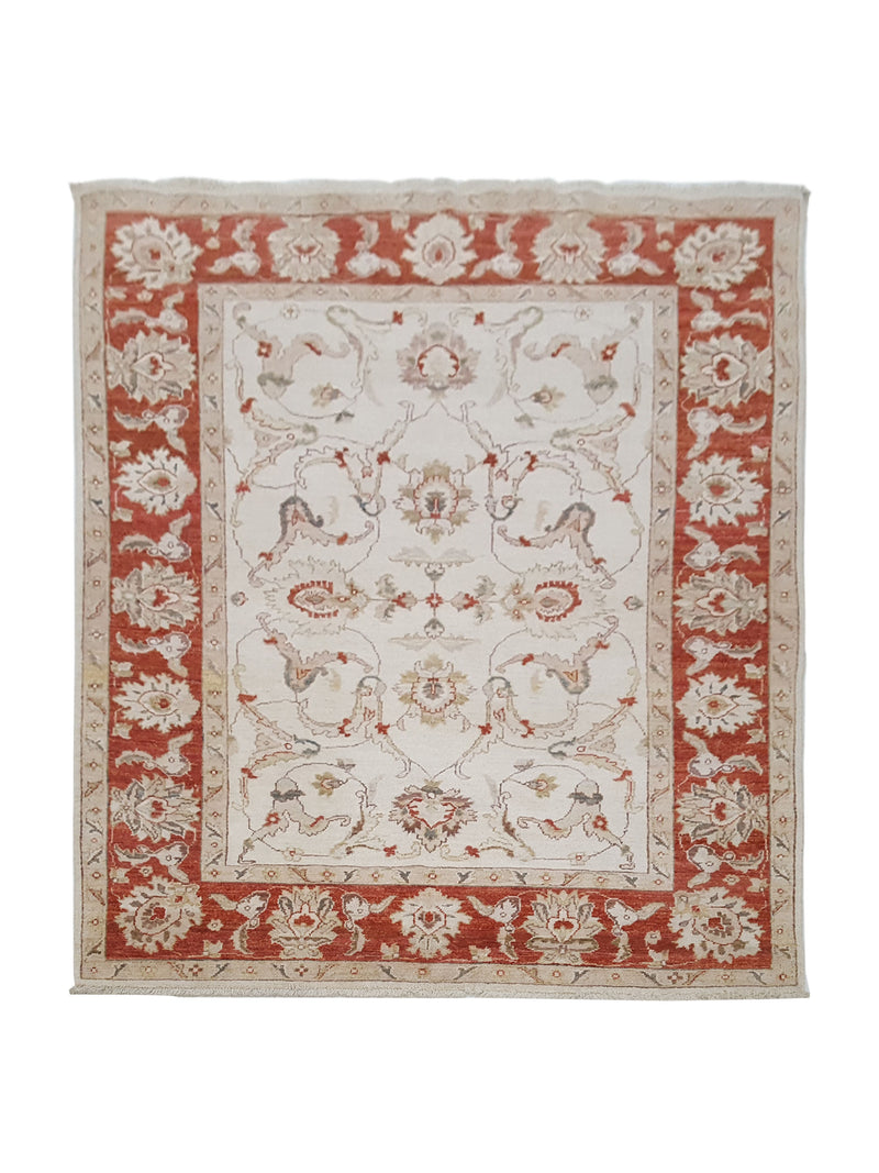 Pacific Ziegler 42127 Ivory Red Transitional Hand Knotted Rug