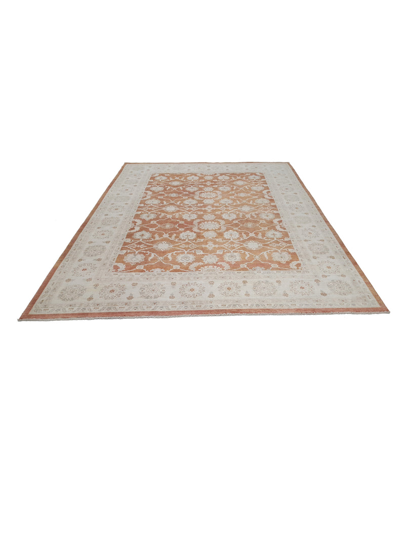 Pacific Ziegler 42149 Rust Ivory Transitional Hand Knotted Rug
