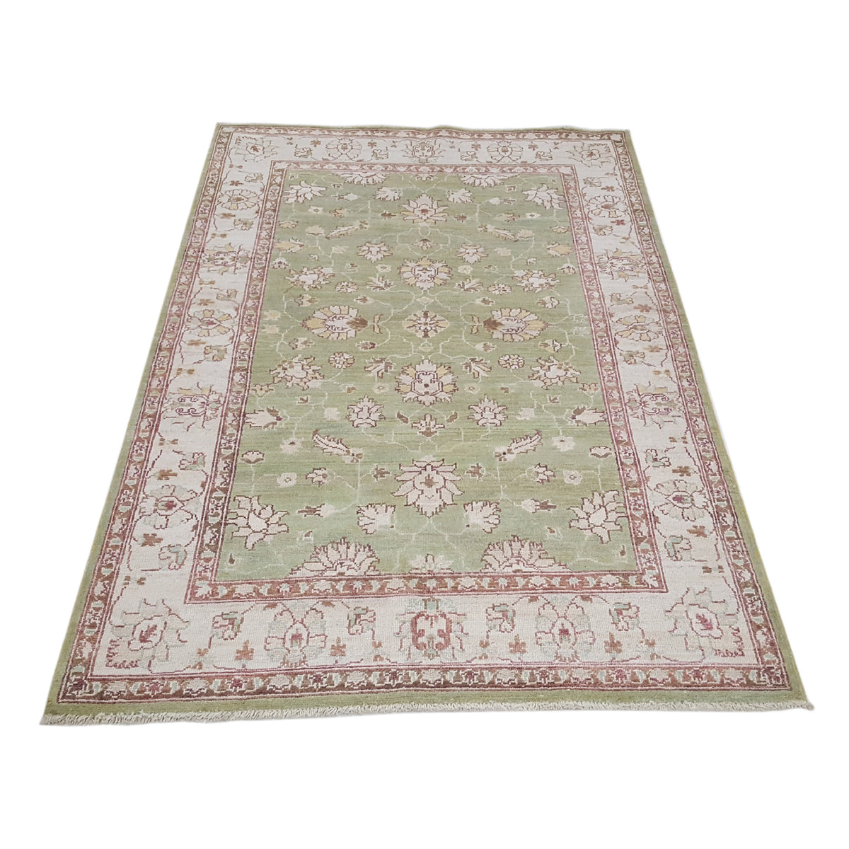 Pacific Ziegler 42164 Green Ivory Transitional Hand Knotted Rug