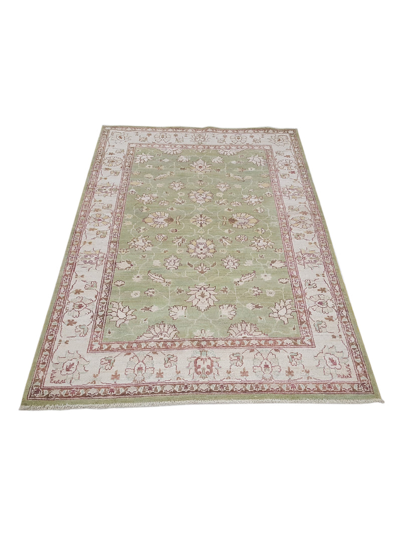 Pacific Ziegler 42164 Green Ivory Transitional Hand Knotted Rug