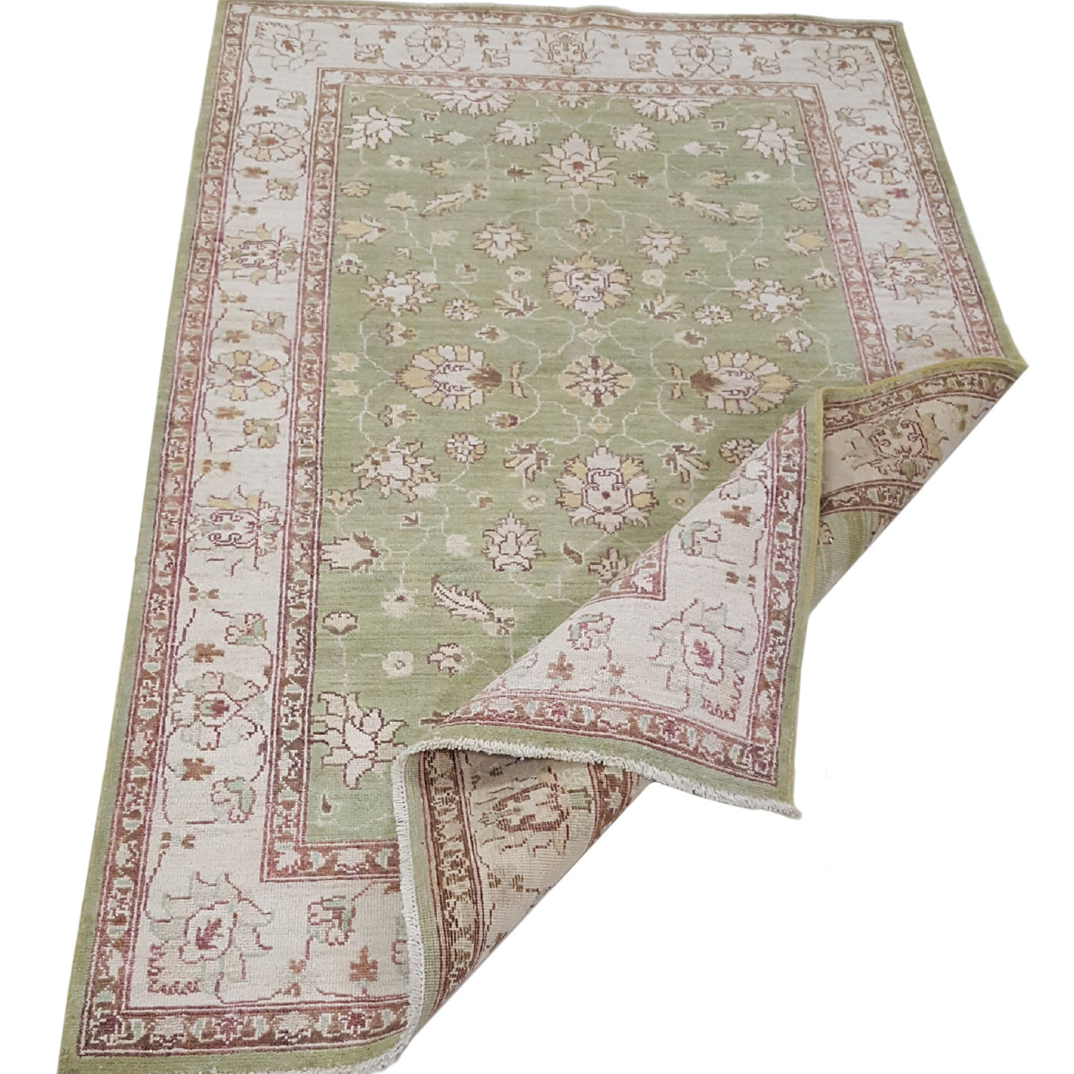 Pacific Ziegler 42164 Green Ivory Transitional Hand Knotted Rug