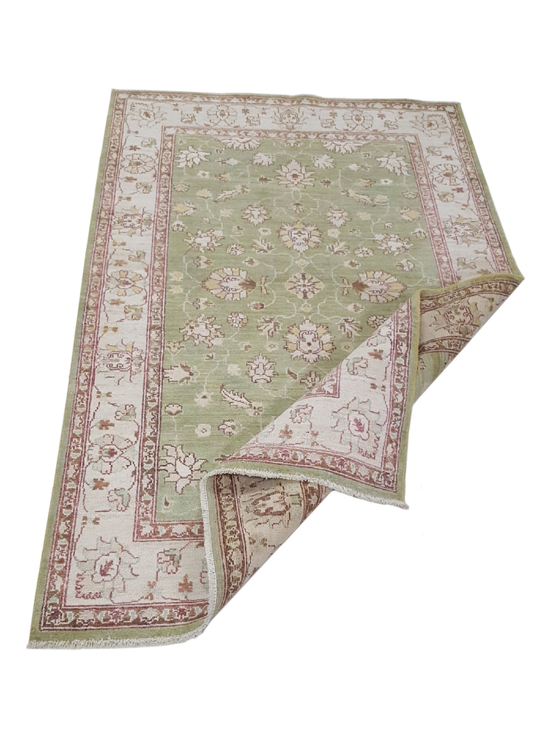 Pacific Ziegler 42164 Green Ivory Transitional Hand Knotted Rug