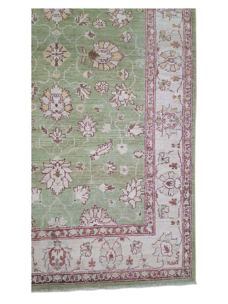 Pacific Ziegler 42164 Green Ivory Transitional Hand Knotted Rug