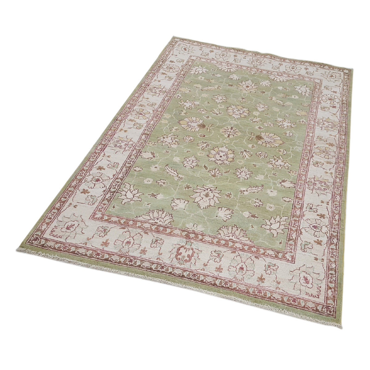 Pacific Ziegler 42164 Green Ivory Transitional Hand Knotted Rug
