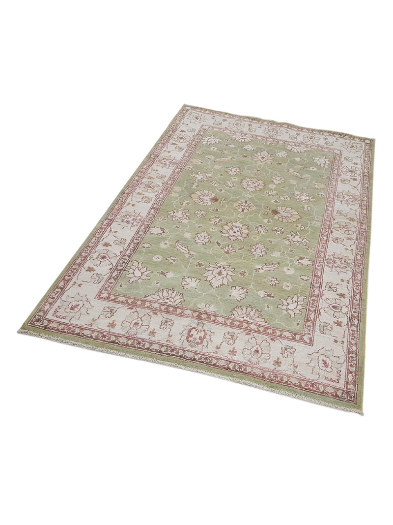 Pacific Ziegler 42164 Green Ivory Transitional Hand Knotted Rug