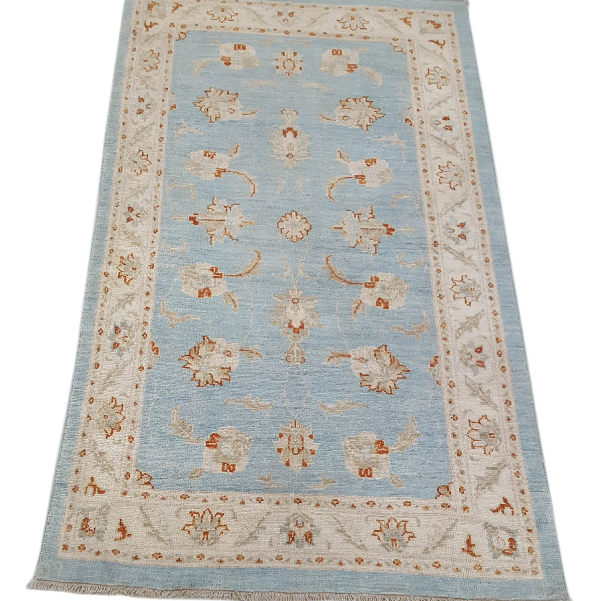 Pacific Ziegler 42167 Teal Ivory Transitional Hand Knotted Rug