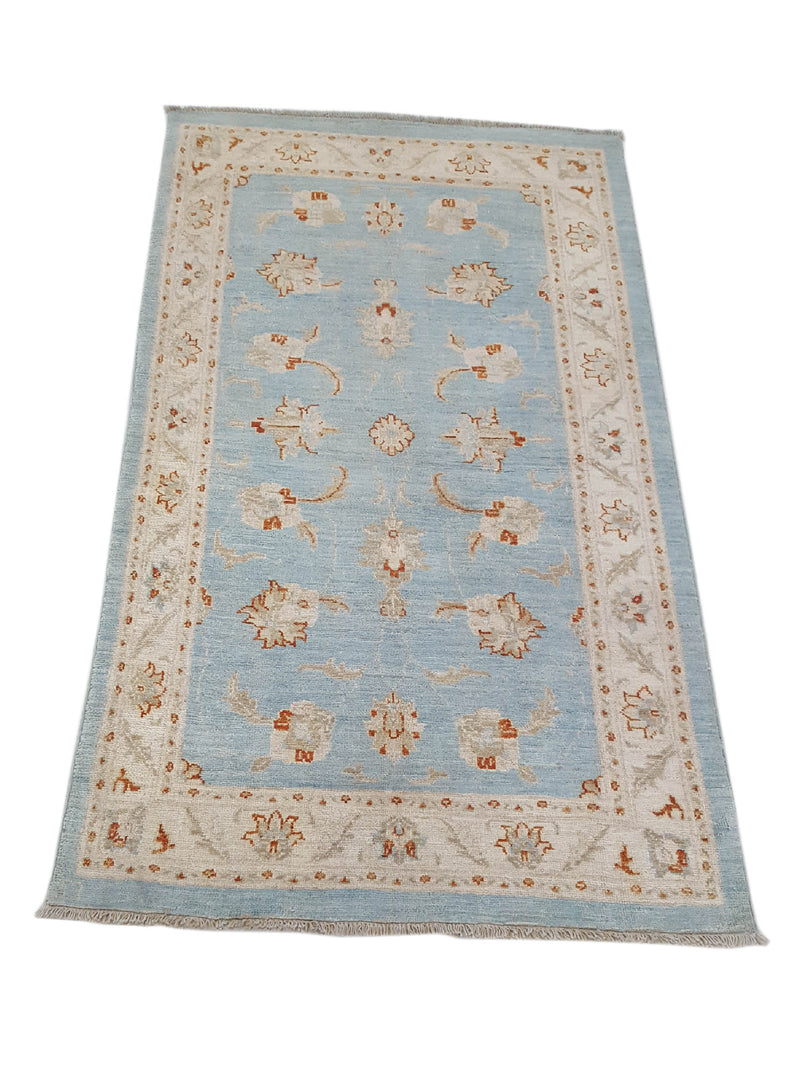 Pacific Ziegler 42167 Teal Ivory Transitional Hand Knotted Rug