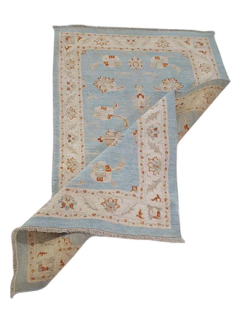 Pacific Ziegler 42167 Teal Ivory Transitional Hand Knotted Rug