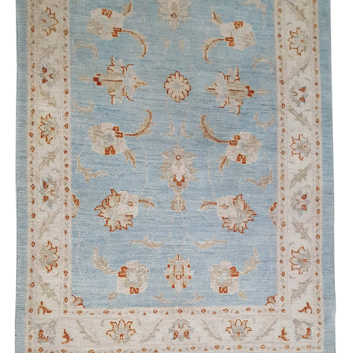 Pacific Ziegler 42167 Teal Ivory Transitional Hand Knotted Rug