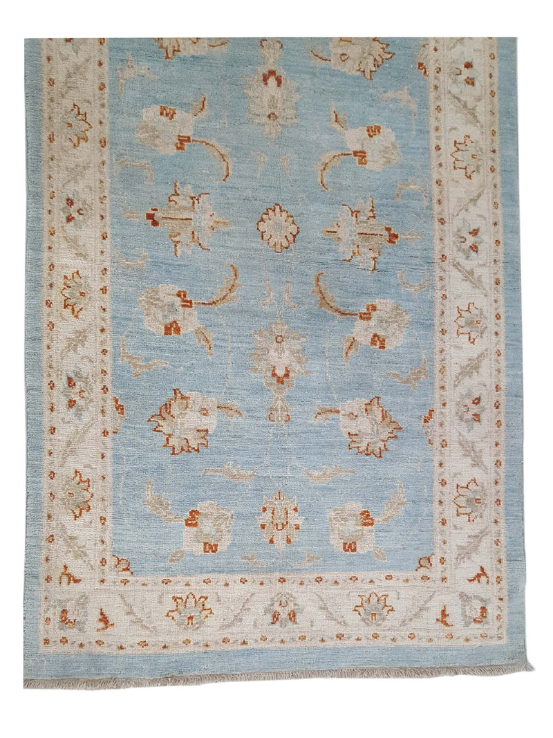 Pacific Ziegler 42167 Teal Ivory Transitional Hand Knotted Rug