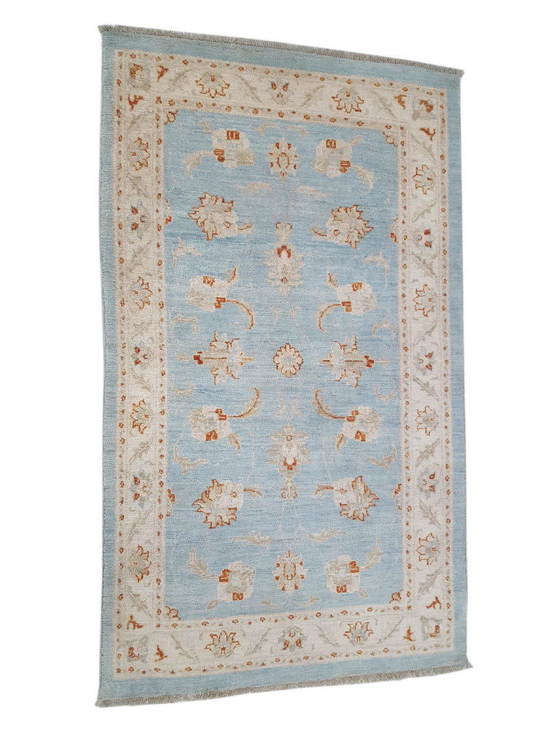 Pacific Ziegler 42167 Teal Ivory Transitional Hand Knotted Rug