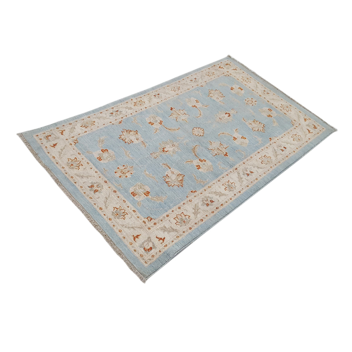 Pacific Ziegler 42167 Teal Ivory Transitional Hand Knotted Rug