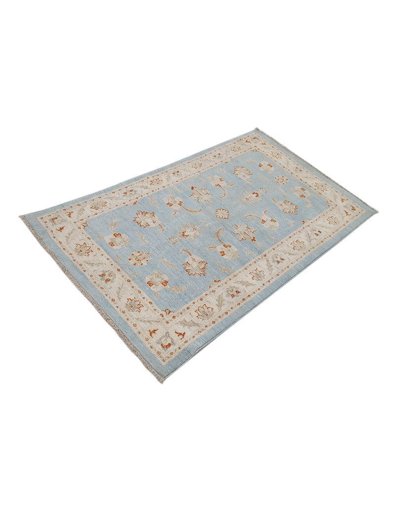 Pacific Ziegler 42167 Teal Ivory Transitional Hand Knotted Rug