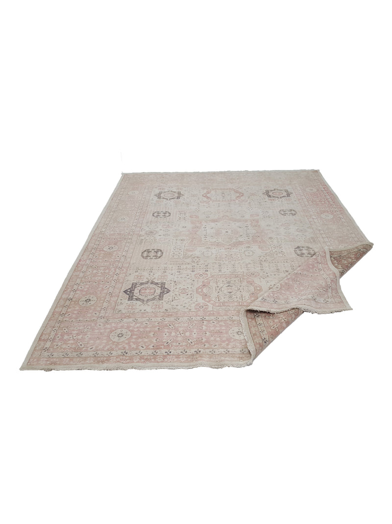 Pacific Ziegler 42223 Ivory Pink Transitional Hand Knotted Rug