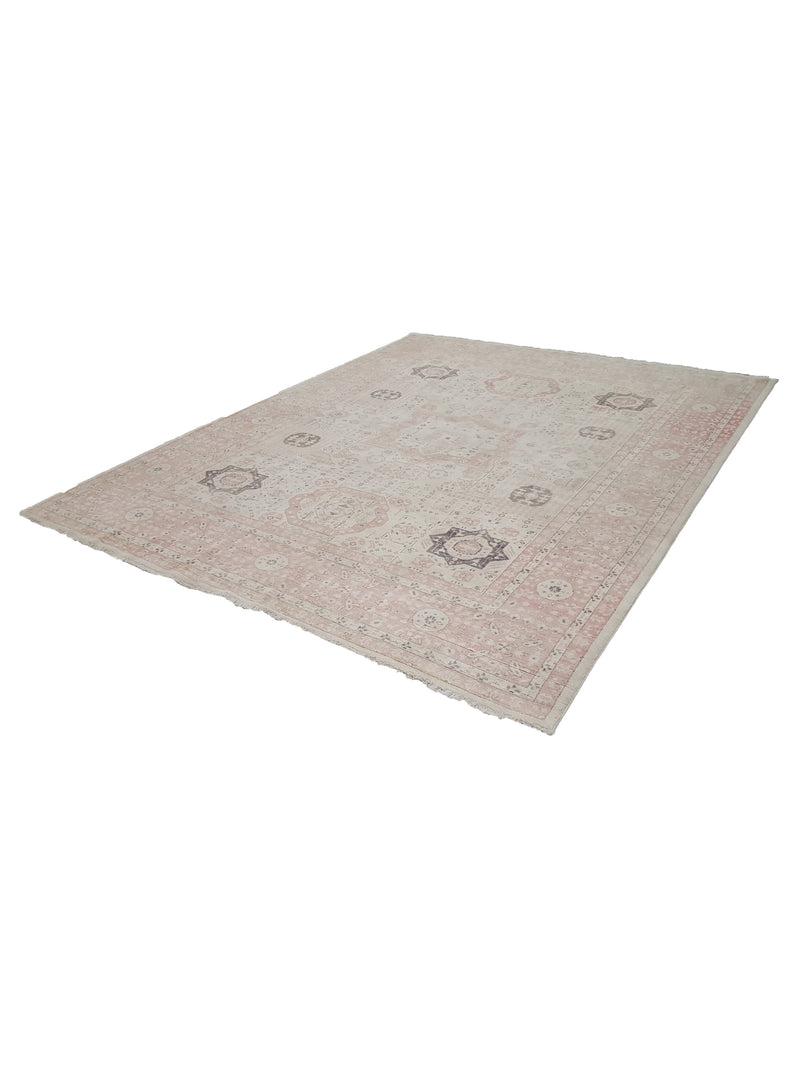 Pacific Ziegler 42223 Ivory Pink Transitional Hand Knotted Rug