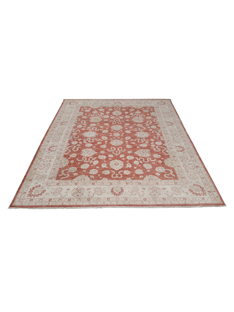Pacific Ziegler 42225 Rust Ivory Transitional Hand Knotted Rug