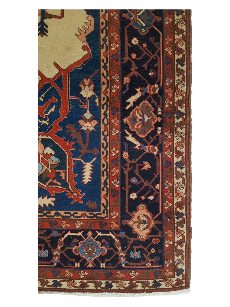 Fasa Serapi 42245 Ivory Indigo Traditional Hand Knotted Rug
