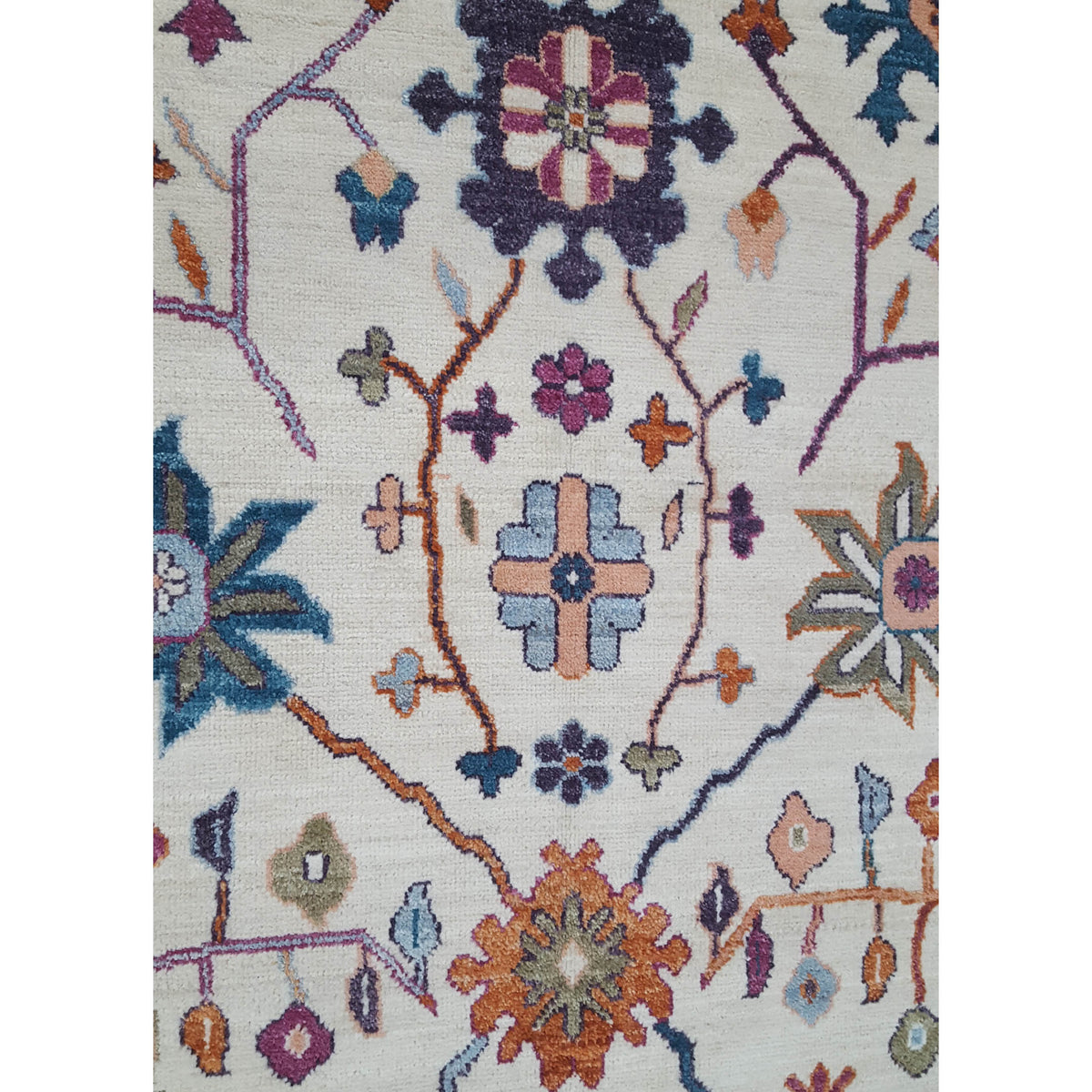 Pacific Ushak Wool Weft 42260 Ivory Lt.Blue Transitional Hand Knotted Rug