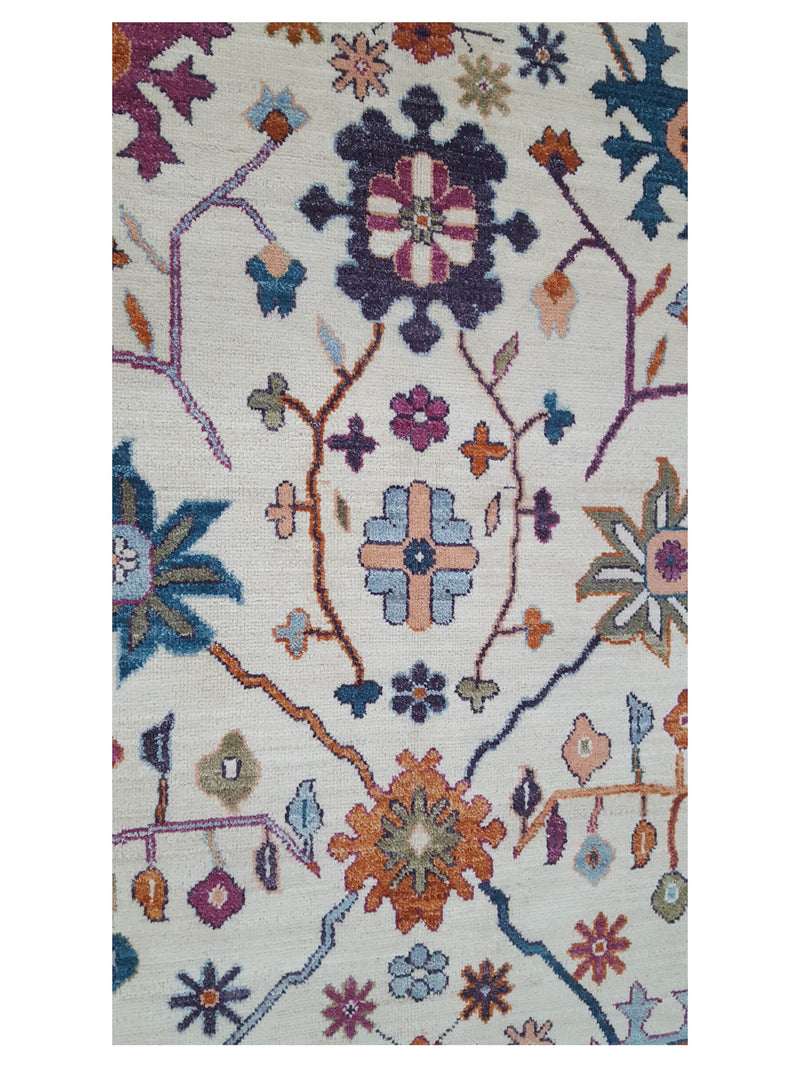 Pacific Ushak Wool Weft 42260 Ivory Lt.Blue Transitional Hand Knotted Rug