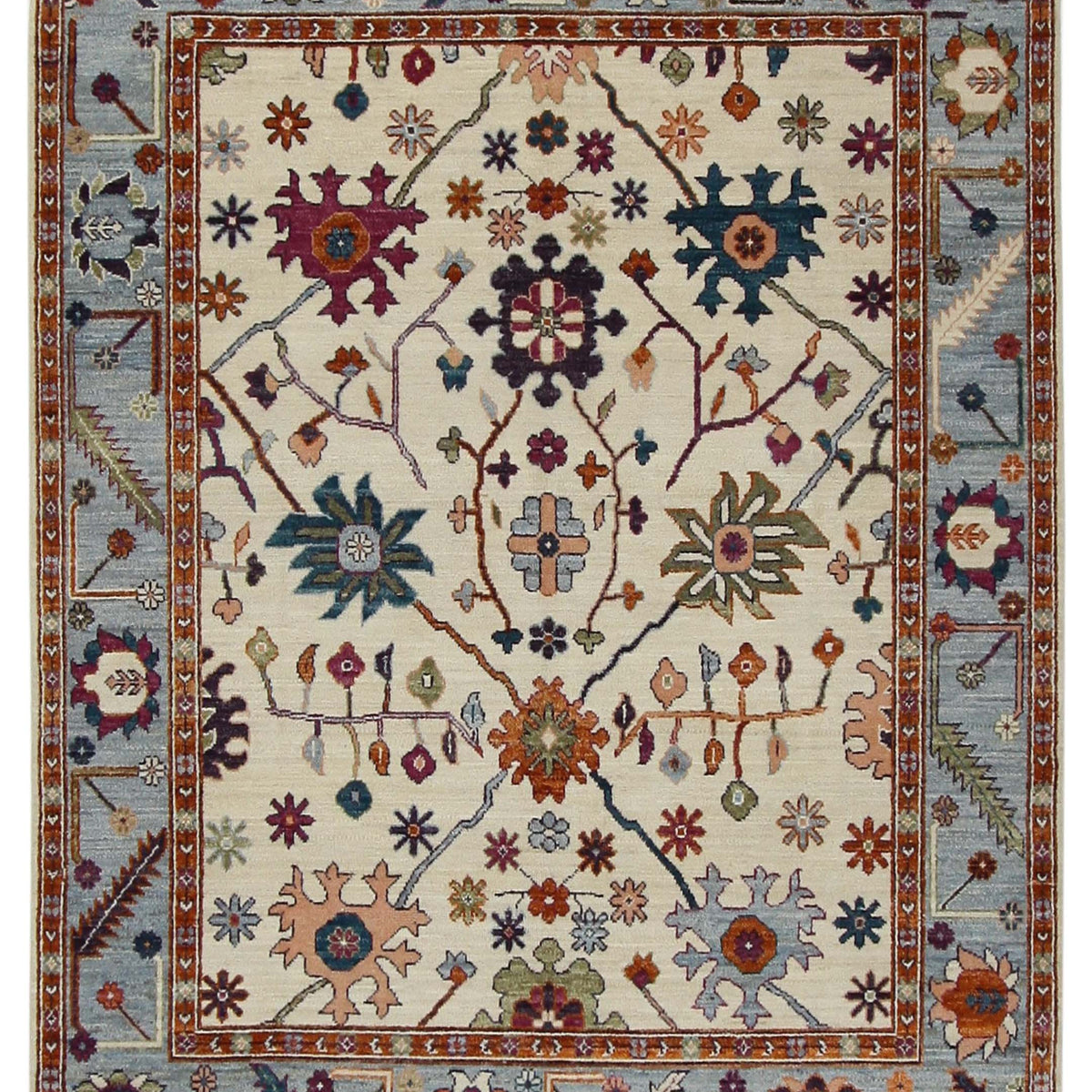 Pacific Ushak Wool Weft  Ivory Lt.Blue Transitional