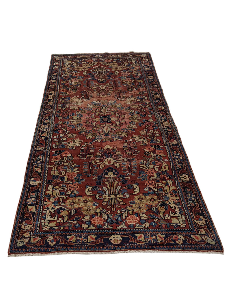 Pacific Hamadan 42262 Red Navy Traditional Hand Knotted Rug