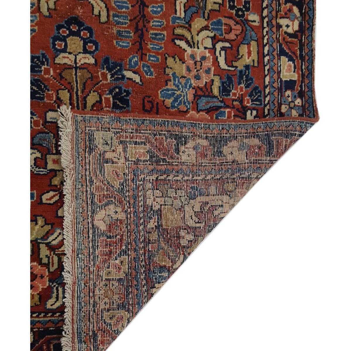 Pacific Hamadan 42262 Red Navy Traditional Hand Knotted Rug
