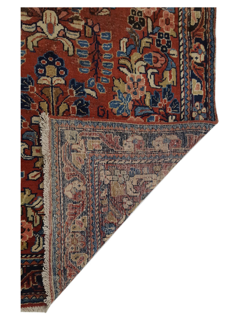 Pacific Hamadan 42262 Red Navy Traditional Hand Knotted Rug