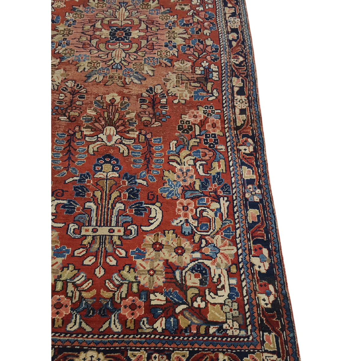 Pacific Hamadan 42262 Red Navy Traditional Hand Knotted Rug