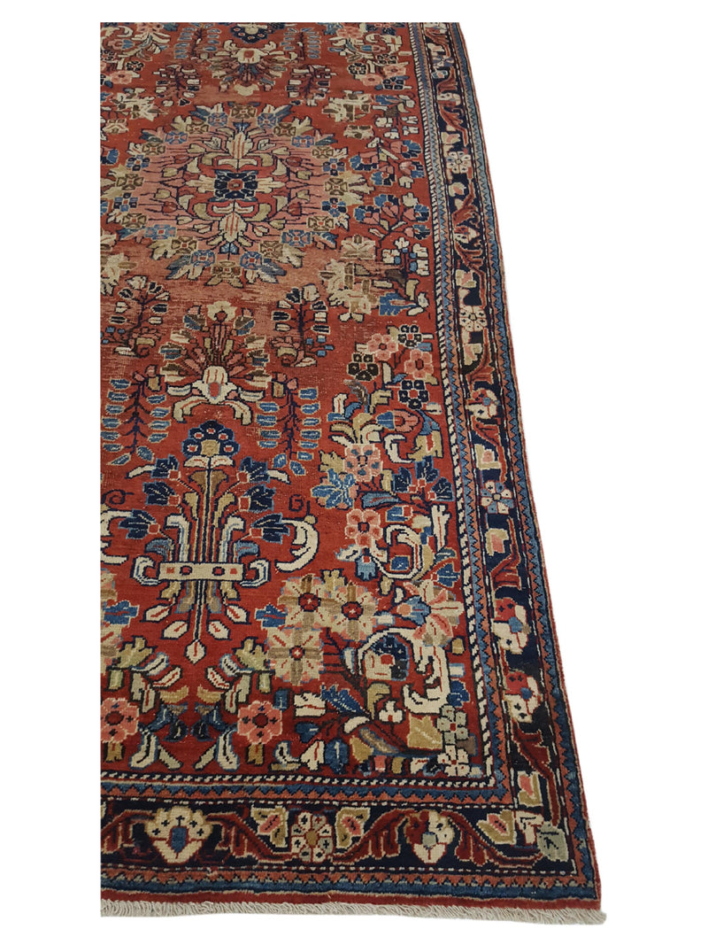 Pacific Hamadan 42262 Red Navy Traditional Hand Knotted Rug