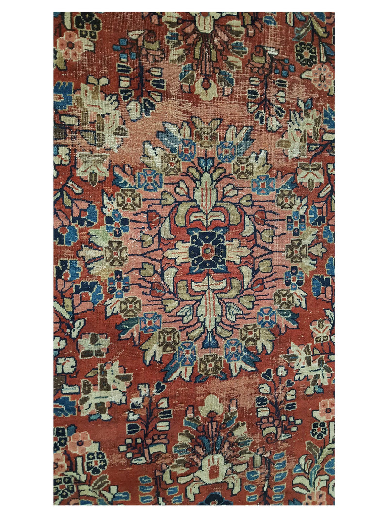 Pacific Hamadan 42262 Red Navy Traditional Hand Knotted Rug