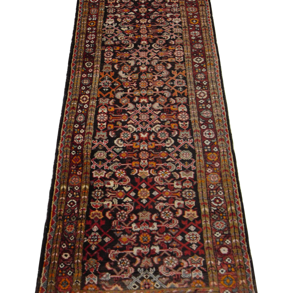 Pacific Hamadan 42263 Burgundy Burgundy Traditional Hand Knotted Rug