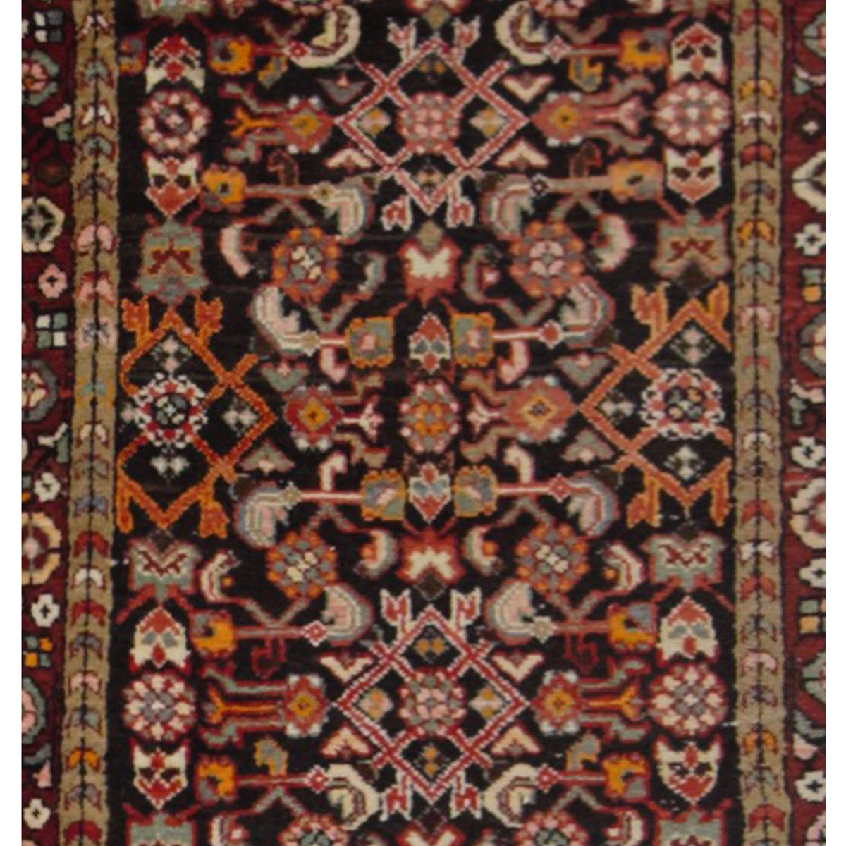 Pacific Hamadan 42263 Burgundy Burgundy Traditional Hand Knotted Rug