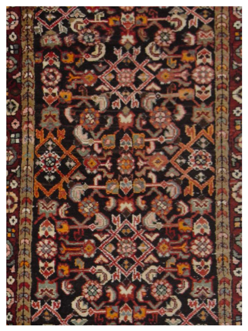Pacific Hamadan 42263 Burgundy Burgundy Traditional Hand Knotted Rug